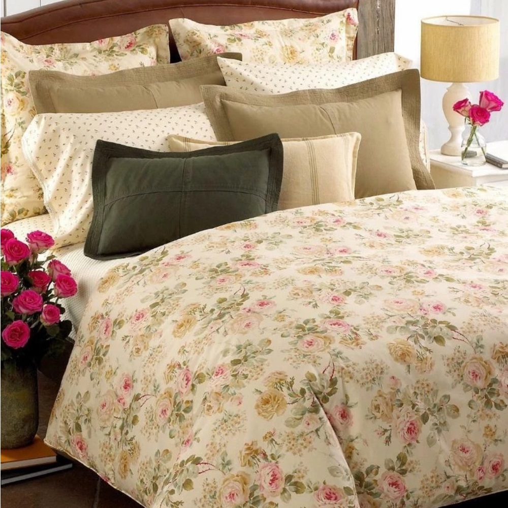 Ralph Lauren Woodstock Garden Floral Comforter Euro Shams Bedskirt Set Bundle